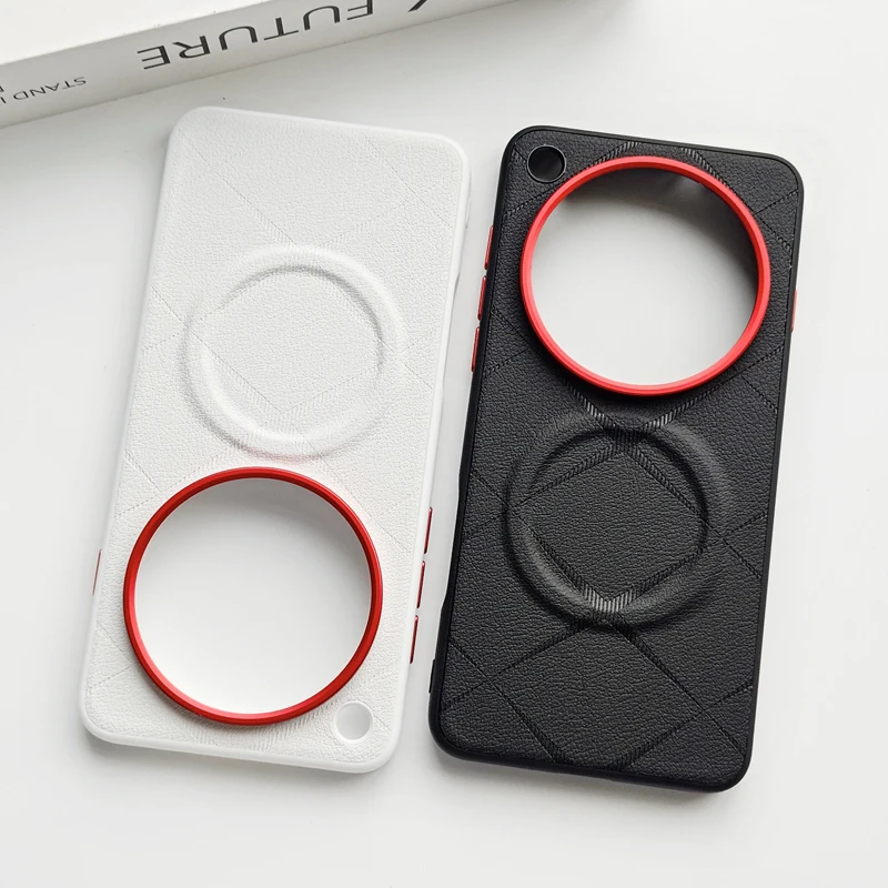 Luxurious Magnetic Embossed PU Leather Non-Slip Phone Case with Metal Camera Frame