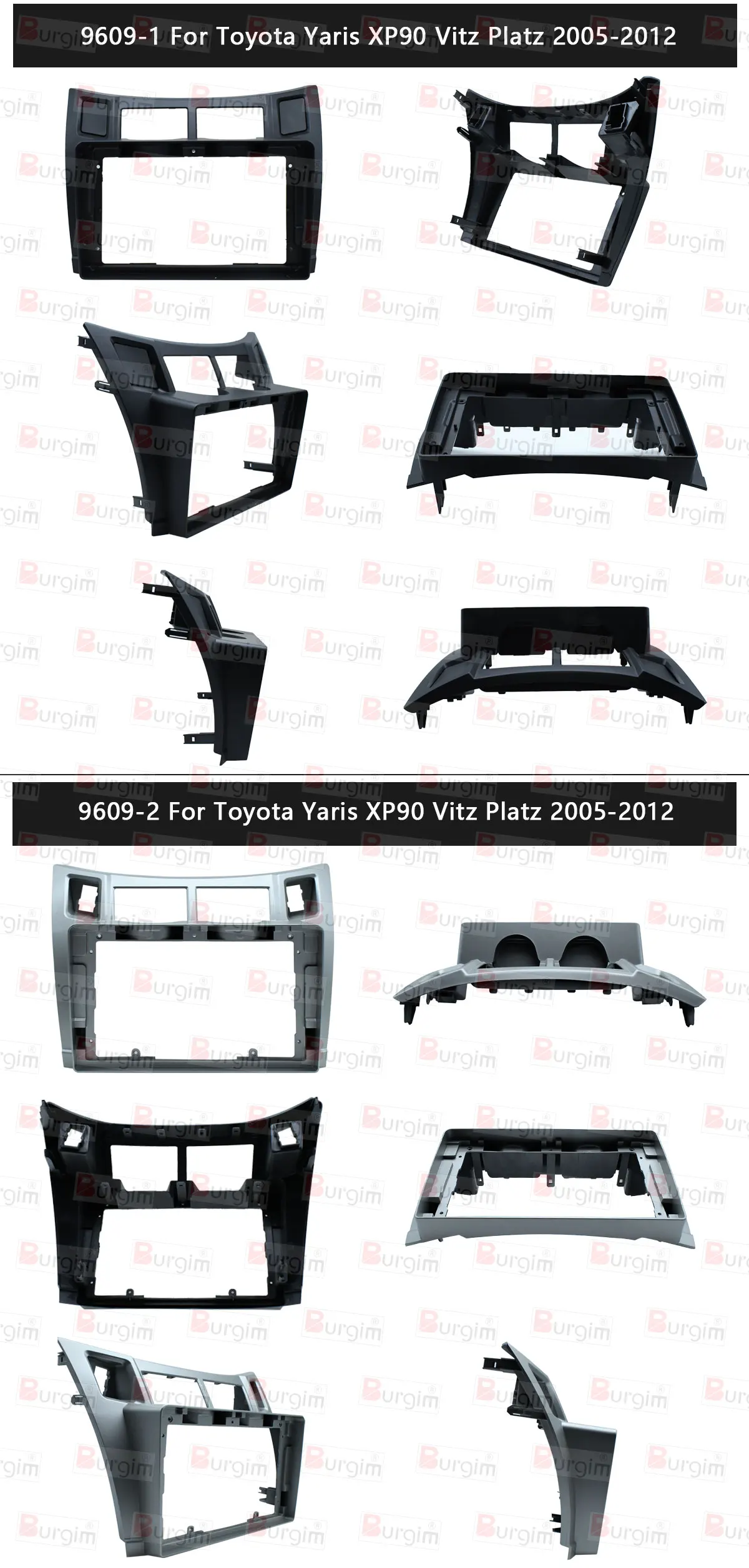 Fascia Autoradio 2 Din Per Toyota Yaris Vitz Platz 2005-2011 | Fransande | Argento E Nero - Foto 6