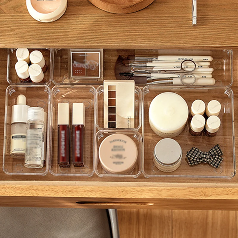 

Transparent Acrylic Storage Box, Drawer Organizers, Jewelry Makeup Organizer, Cosmetic Closet, Japanese Desk
