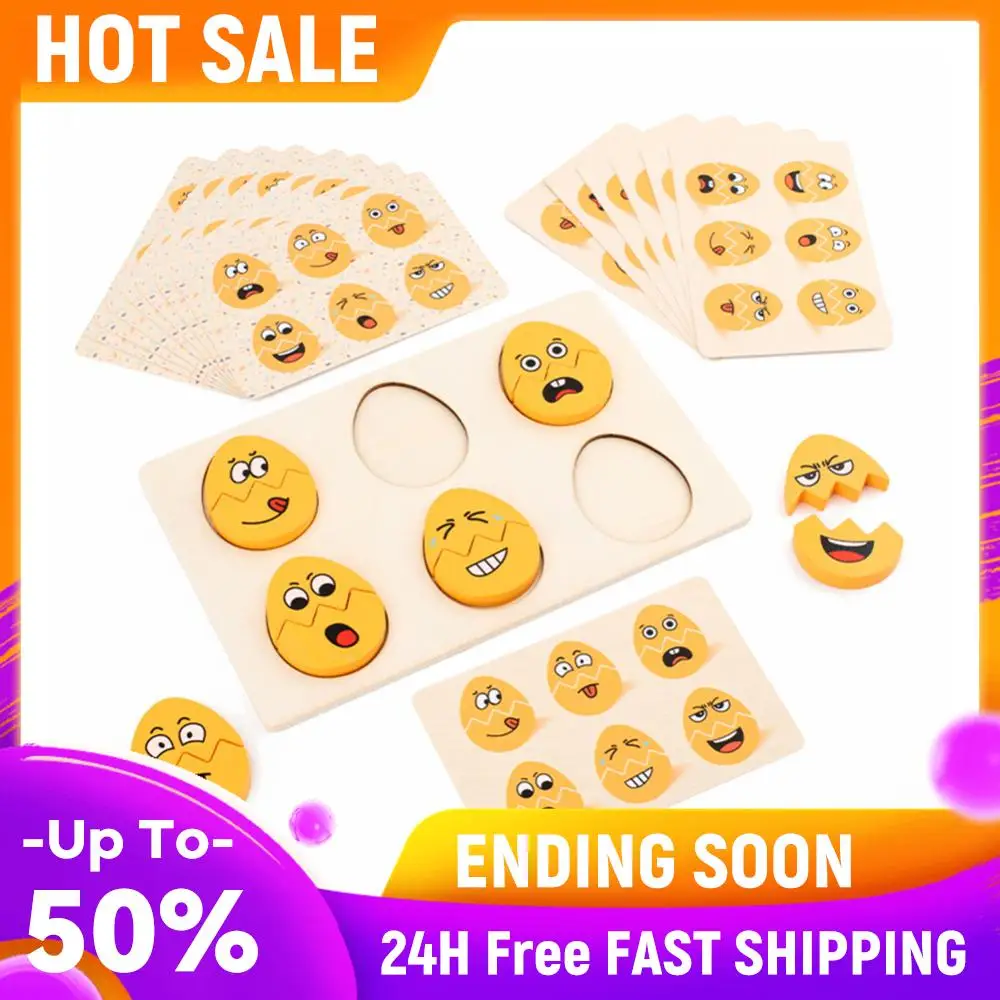 몬테소리 장난감 표정 변화 계란 여러 게임 모드 나무 부활절 계란 감정 변화 계..