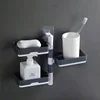 Rotary soap box Soap box perforation-free wall mounted drain storage rack multi-function dry and wet separation 2