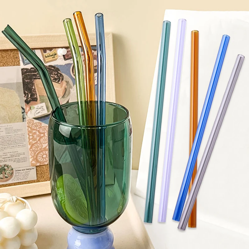 COLOURED BOROSILICATE GLASS STRAWS - Greens