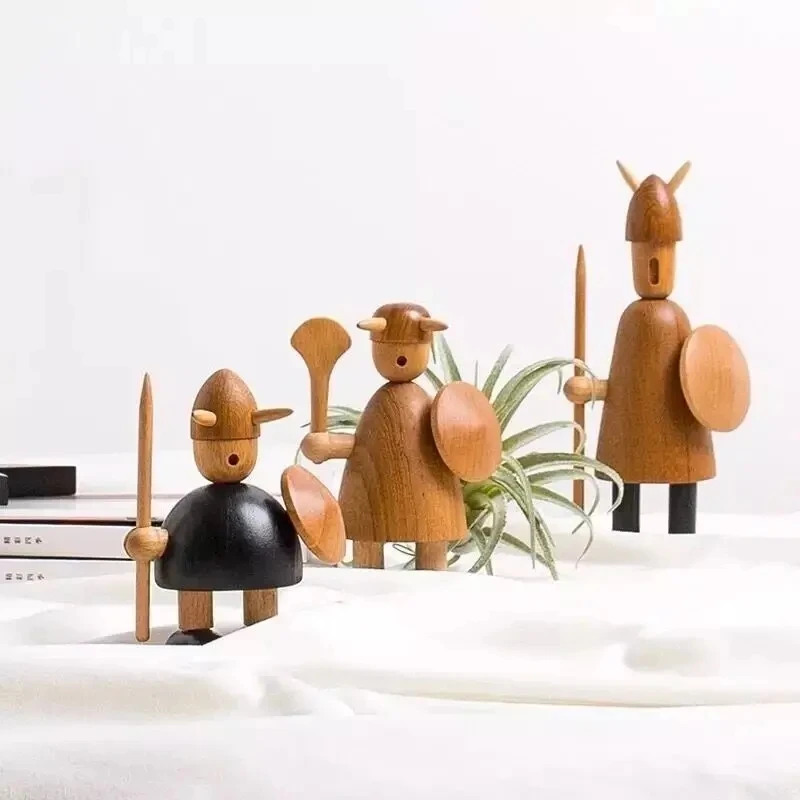 

Новые деревянные куклы викингов, украшения, творческие искусственные куклы, поделки для гостиной, прихожей, домашние украшения, подарки для сборки