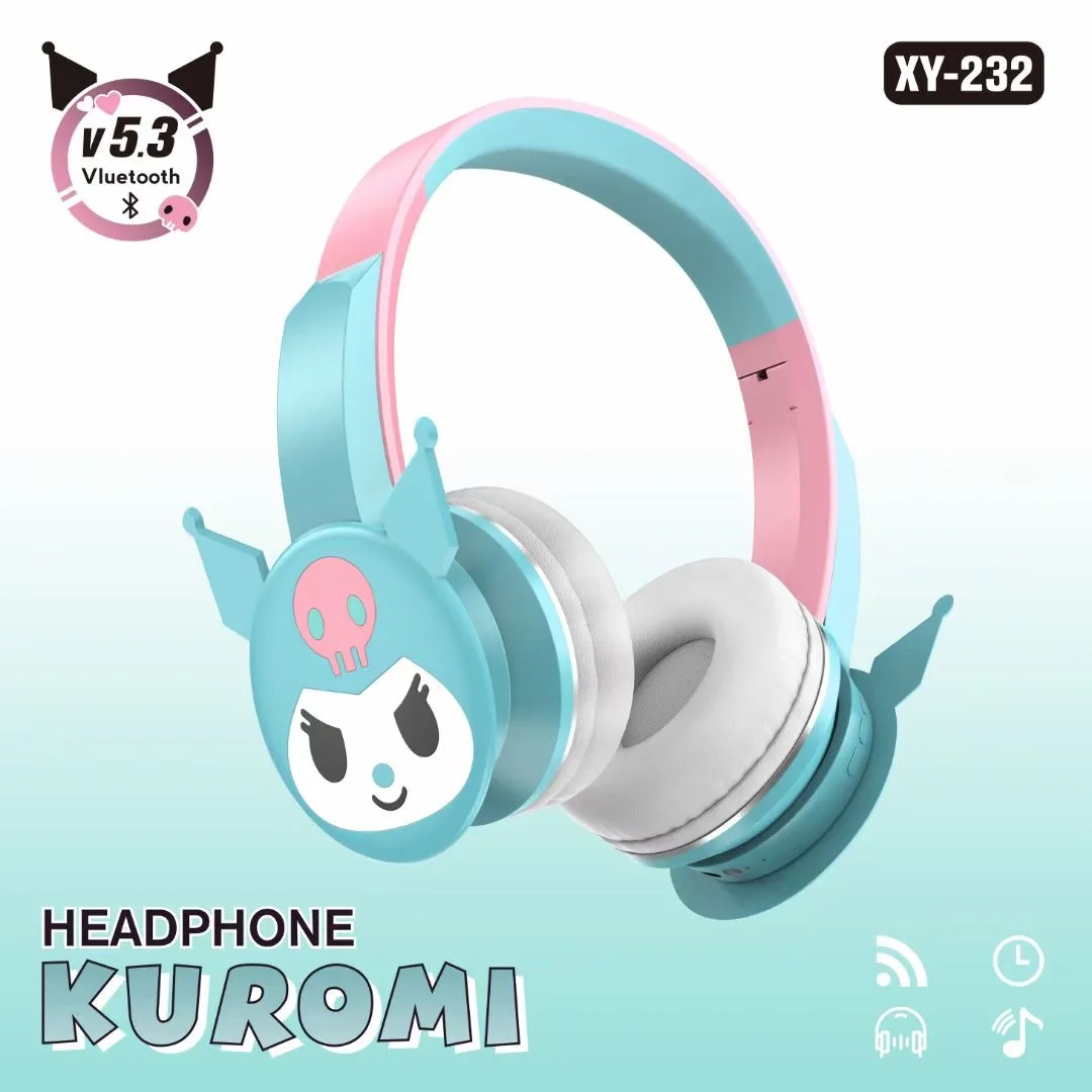 NEW Sanrio XY-232 Kuromi Bluetooth Wireless Headphones Wireless Headset with Mic Foldable Lightweight Earphone for Phones Laptop