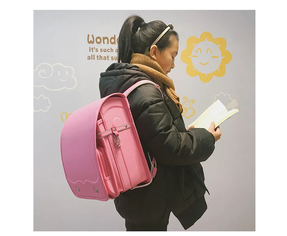 일본 정형 외과 PU 가죽 학교 가방, 일본 학교 배낭 가방, 소녀, 어린이 배낭, 소년 사첼 책 배낭