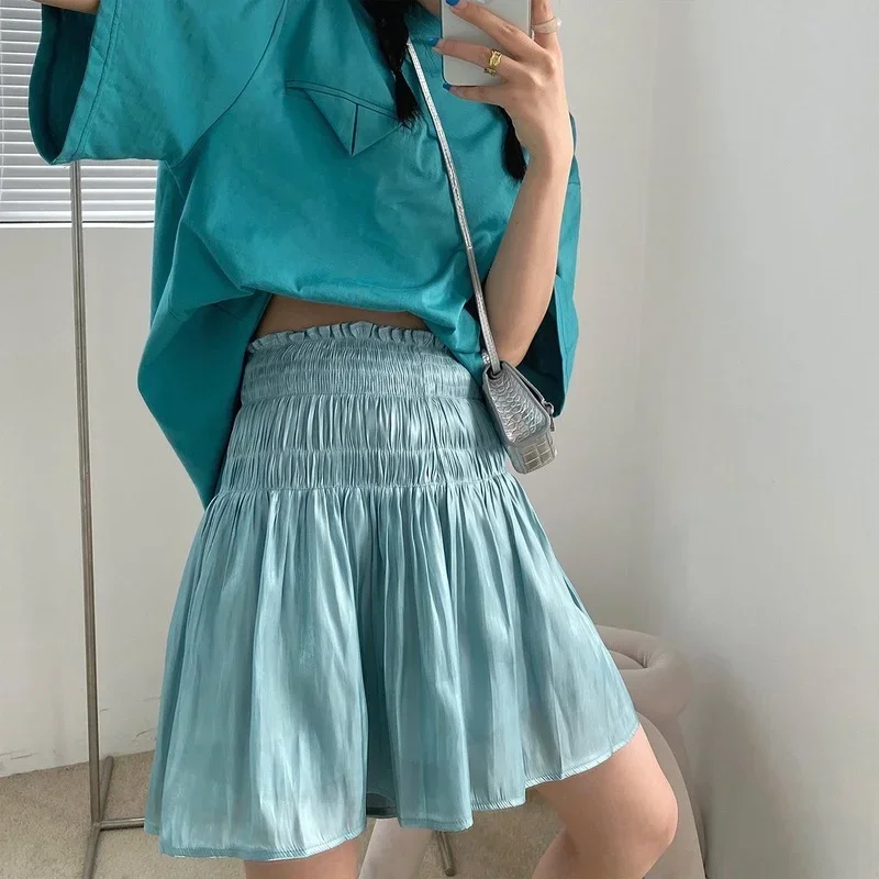 New Women's 2024 Summer Sexy Temperament Pleated Female Stitching High Waist Gauze Skirt Short Skirt Korean Fashion Clothing there is a lining spring thin suit fashion coat female 2023 spring and autumn korean version of slim temperament short coat tide