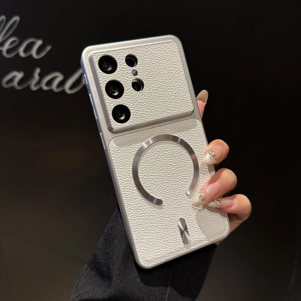 Luxury Leather Texture Shockproof Magnetic Phone Case with Big Window Cover