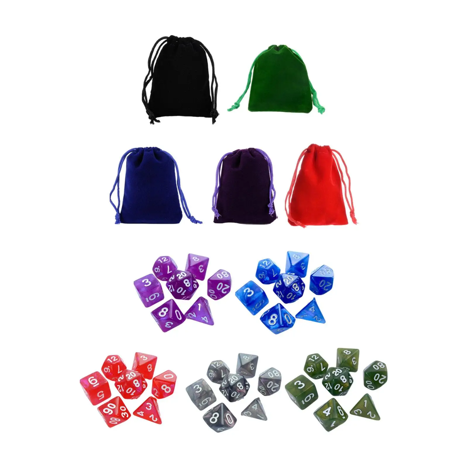 

35Pcs Polyhedral Dices Set Multi Sided Dices for Tabletop Game Card Game