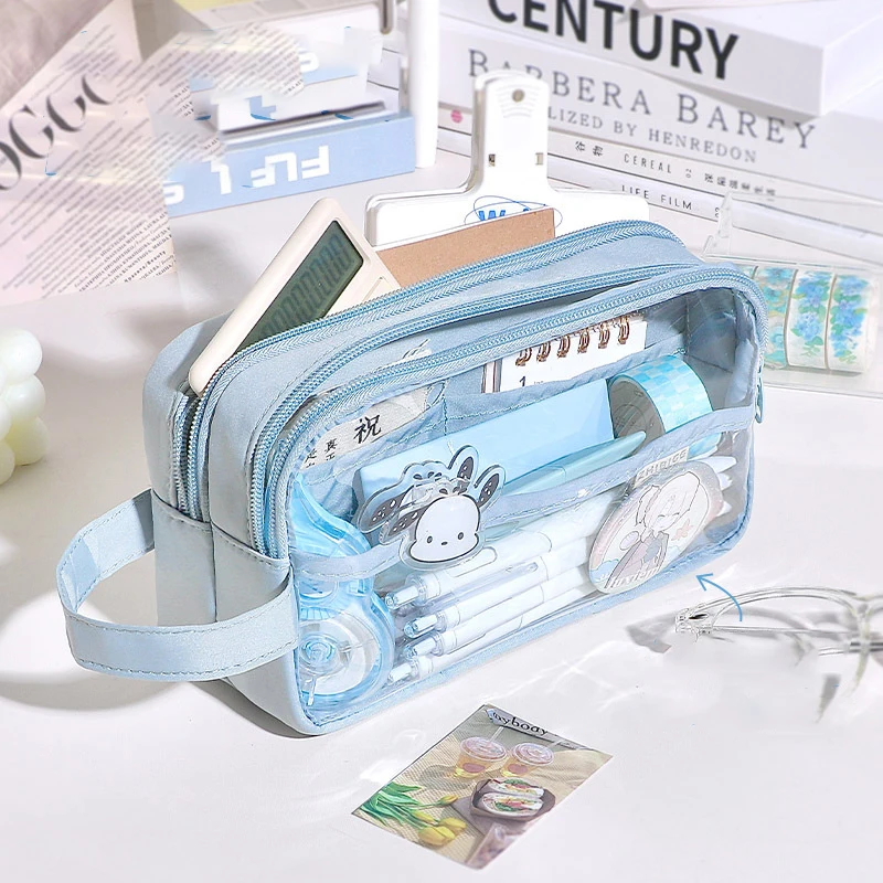 

Вместительная Милая женская сумка для карандашей, милые эстетические школьные Чехлы, канцелярские принадлежности, держатель, ручка, искусственная ручка