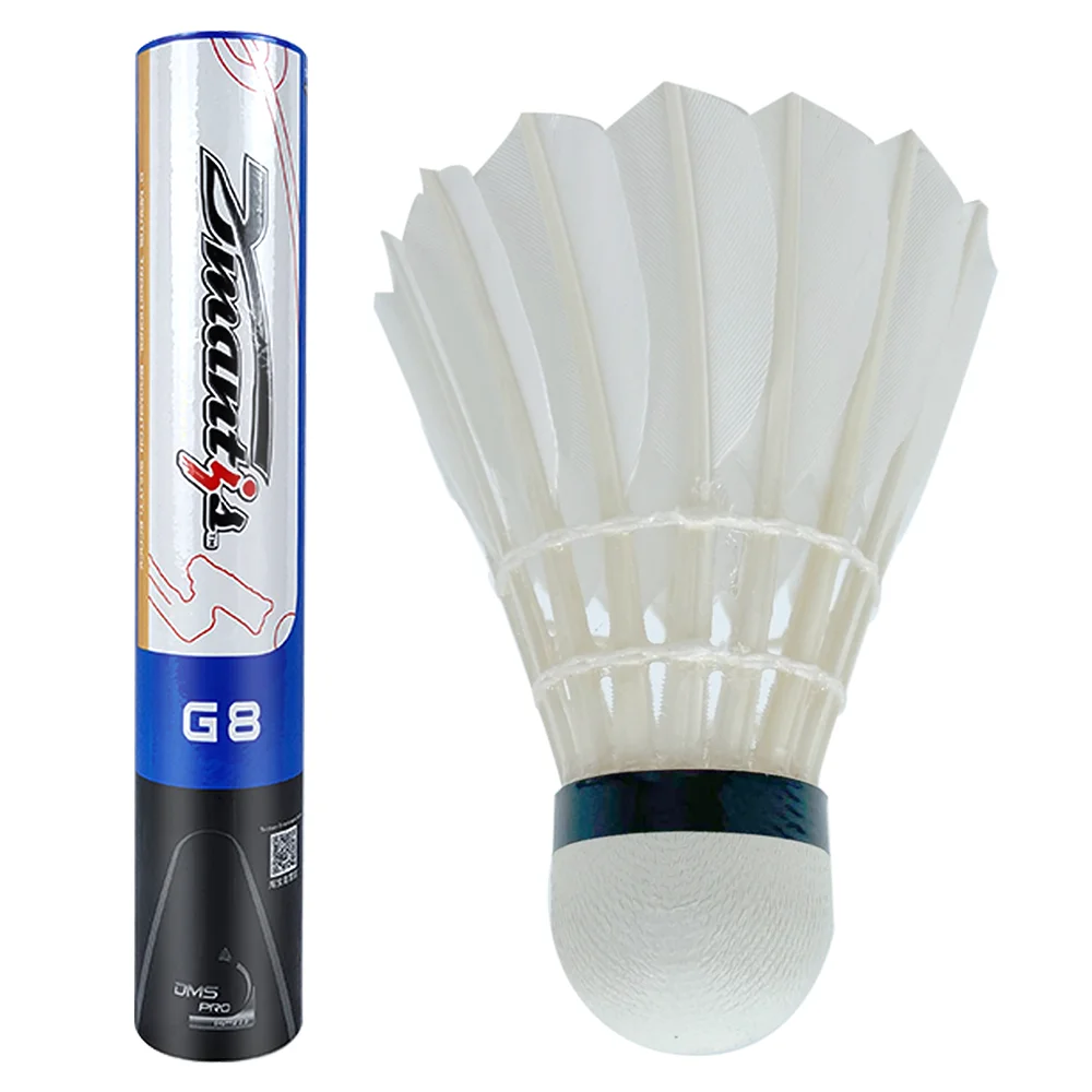 12Pcs Professional Dmantis G8 Competition Training Badminton Shuttlecocks Birdies Top Goose Feather Balls Fiber Cock Shuttlecock
