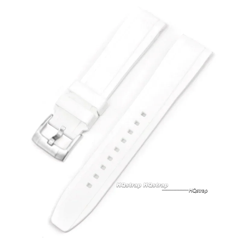 Curved End Rubber Silicone Waterproof Watch Strap - Soft 20mm 22mm Wristband