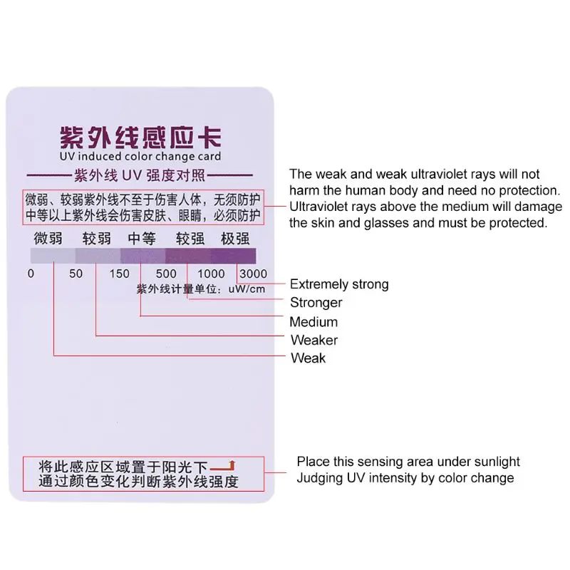 10 Pcs UV Light Lamp Life Test Paper Reptile Terrarium UVB Test Card Outdoor Sunshine UV Test Card Repeatable Durable M4YD 6