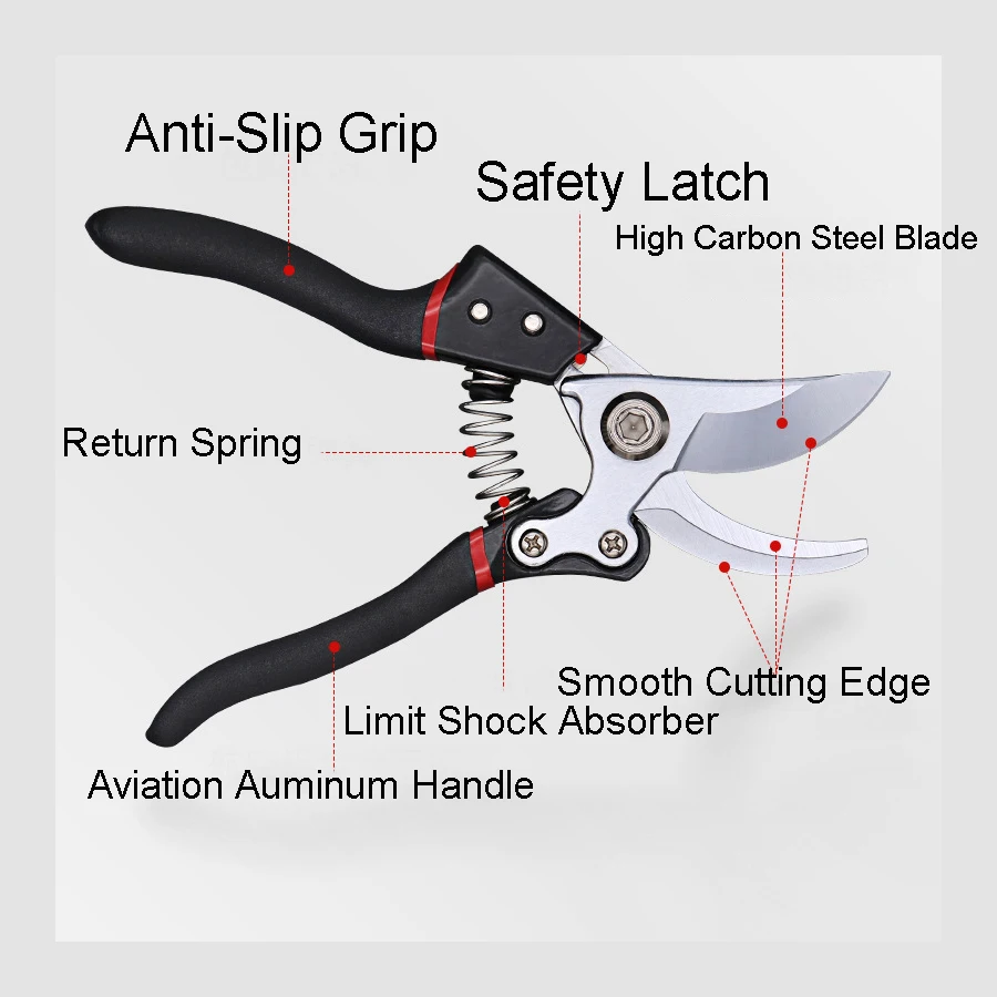 Small Garden Pruning Shears Anti - Slip Grip With Polished Finish Of Blade