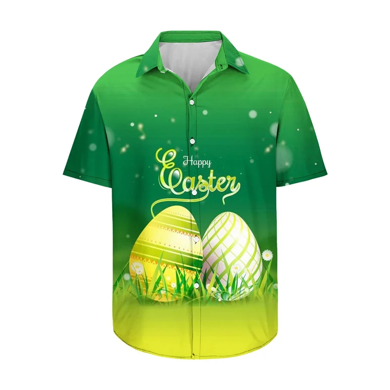 thumbnail image 1 of Camisas hawaianas divertidas de Pascua 2024 para hombres, camisas con botones con estampado de huevos de conejo, camisas casuales de verano para fiestas en la playa, blusas para hombres, 1 of 4