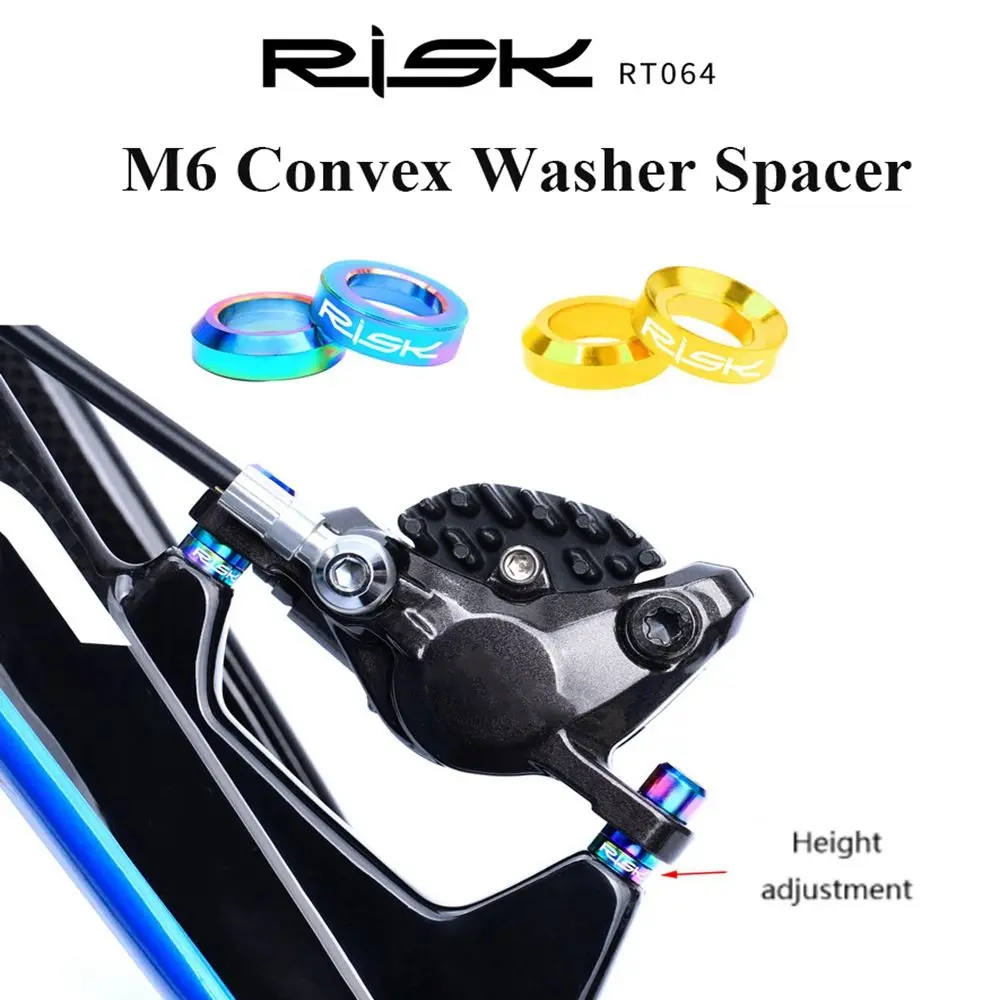 2pair RISK Mountain BMX Bike Bicycle Titanium M6 Concave and Convex Washer Spacer For Disc Brake Caliper Group XT Mounting Bolts
