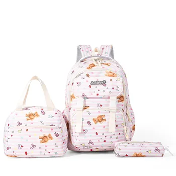 3pcs/set Kids School Backpack for Girls with Lunch Box Pencil Case Set Elementary Primary Middle High College School Bookbags 1