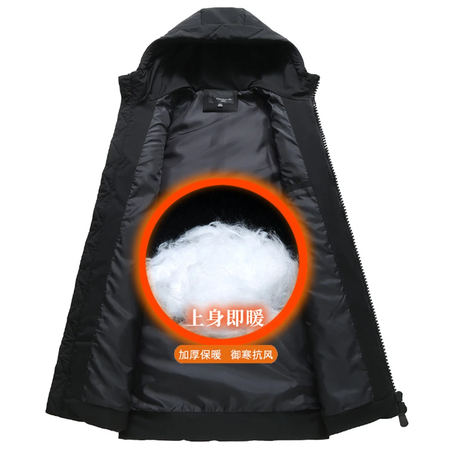 Black Long Parkas Men Winter Thick Warm Jacket 10XL 11XL Plus Size Coat Fashion Winter Parkas Male Cargo Jackets Big Size 11XL 2