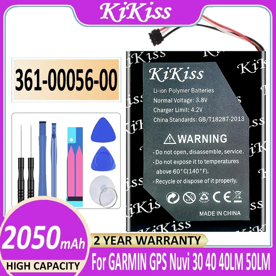 

KiKiss Battery Brand New 2050mAh 361-00056-00 Battery for Garmin Nuvi 30, 50, 50LM, 55LM, 55LMT Batteries + Free Gfit