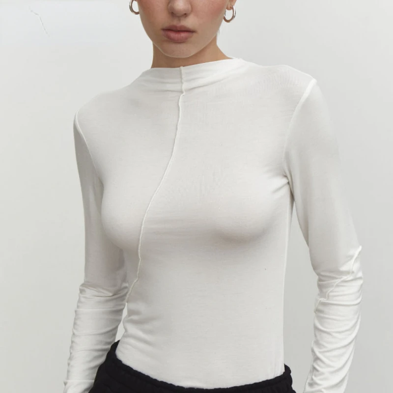 Fashion-Vintage-Chic-Slim-Fit-Long-Sleeve-T-Shirt-Casual-Elegant-Simple ...