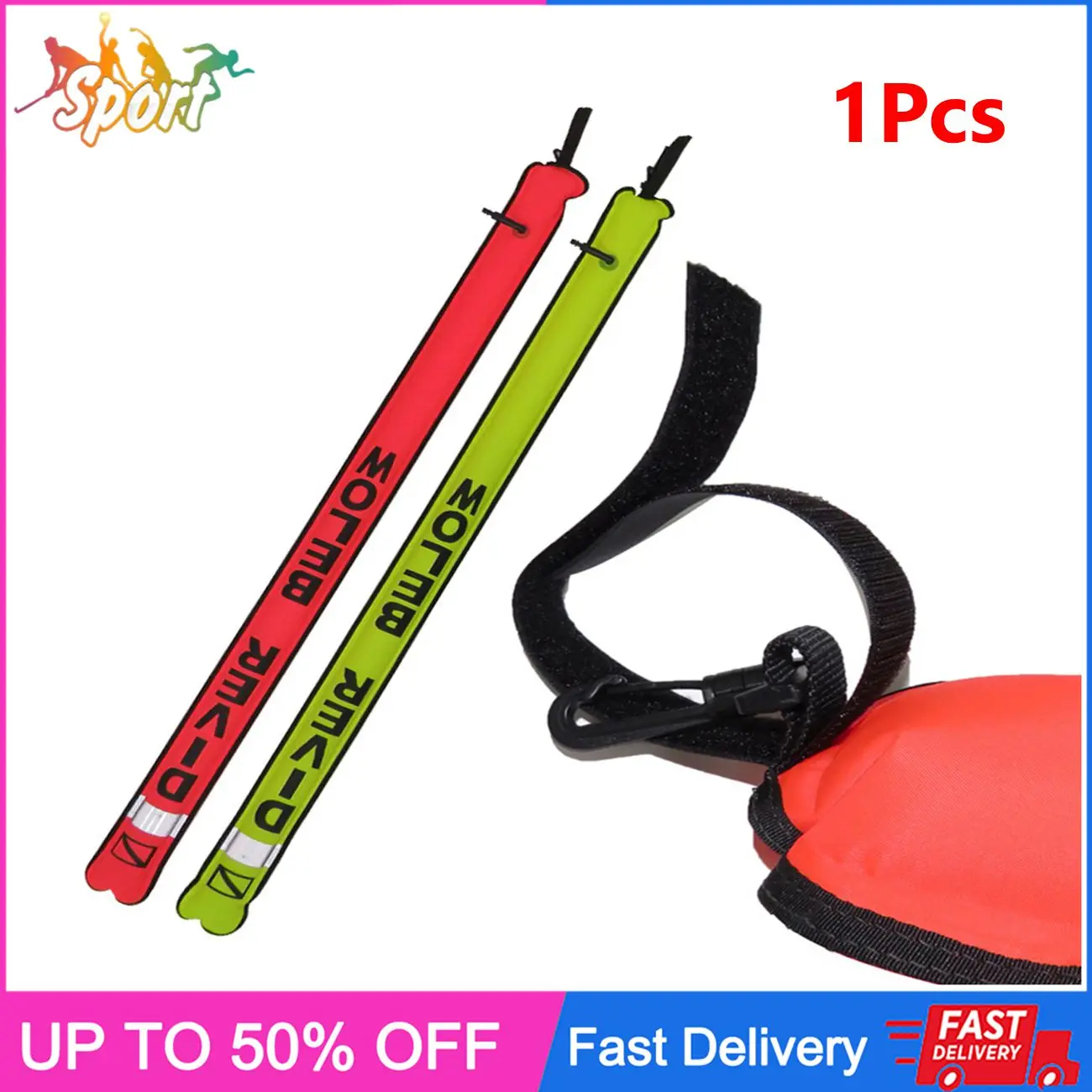 1x Scubas Diving For-Surface Marker Buoys Tube-Diver Inflatable SMB Safety Sausages With Valves Diving Water Sports