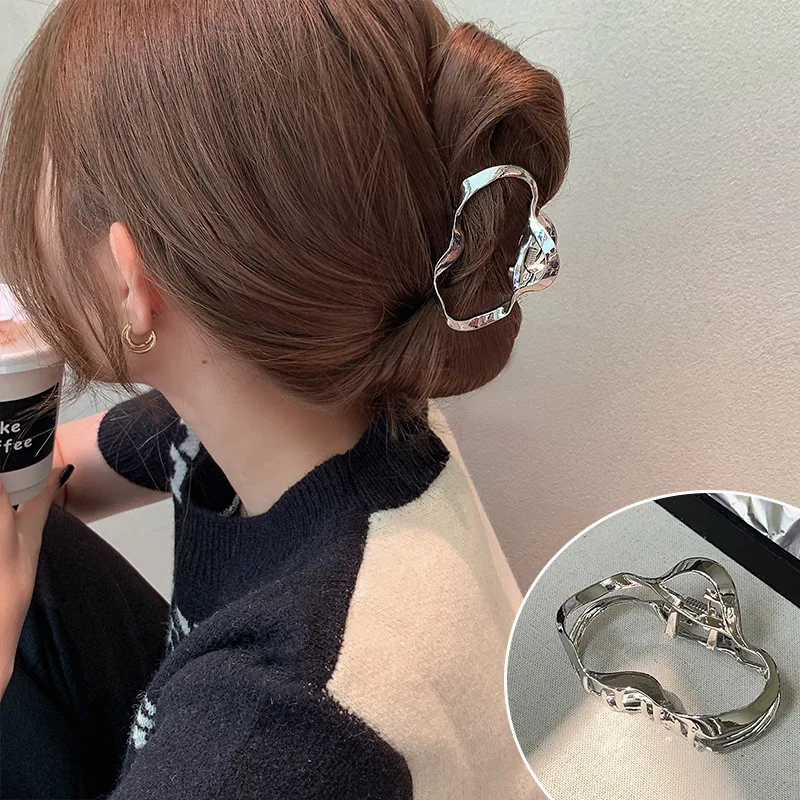 

Красивые заколки для волос серебряного цвета, разнообразные металлические заколки для волос изогнутой формы, универсальные головные уборы, женские аксессуары для волос