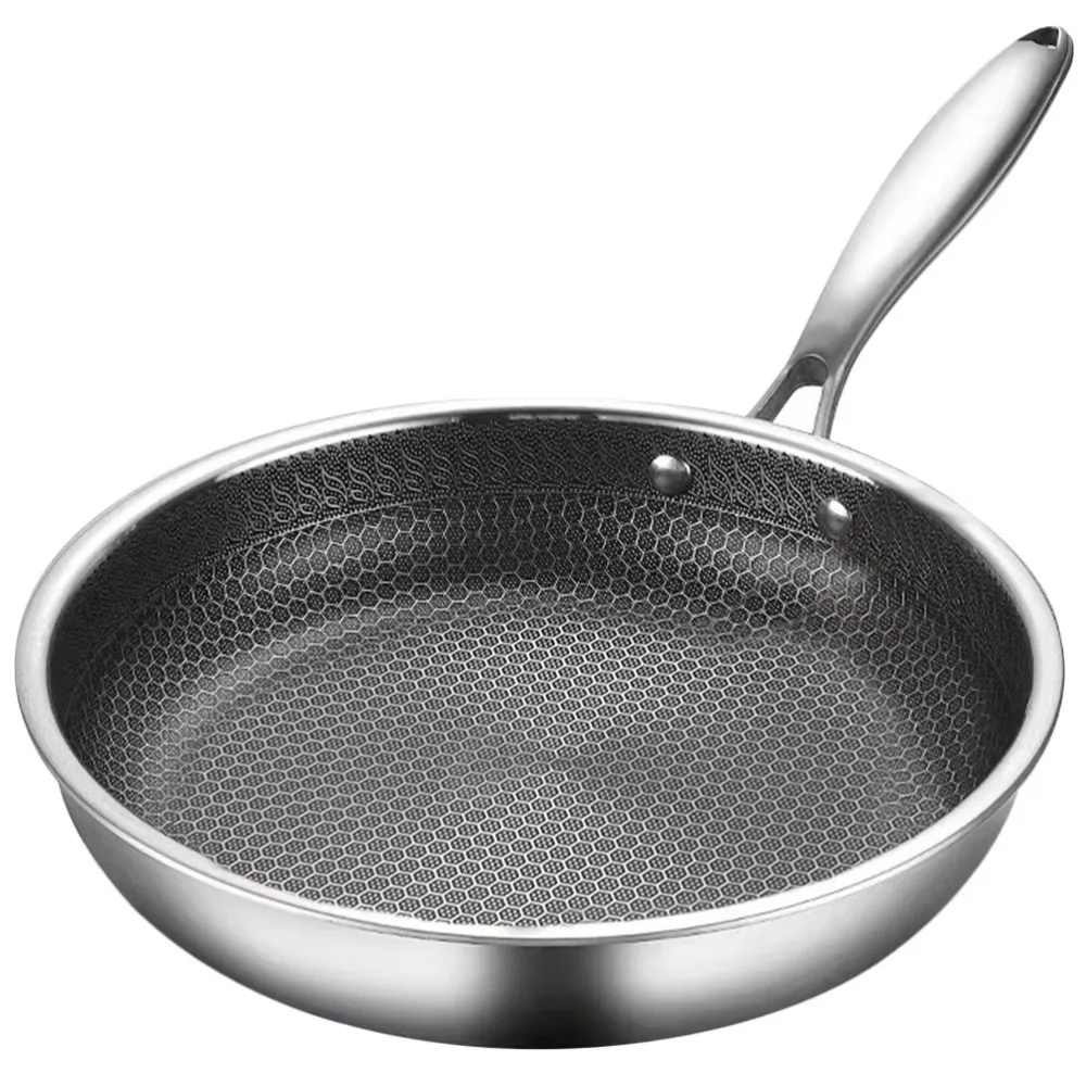 26/28/30cm Frying Pan Durable Stainless Steel Non-coated Honeycomb Pot Multi-functional NonStick Pan Steak Cooking Pot