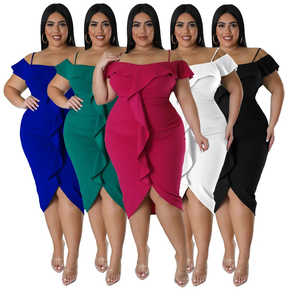 2023 Summer Women Trendy Dress Female Ruffle Fashion Bodycon Elegant Cloth Casual Luxury Gown Plus Size Evening Party 4xl Dress