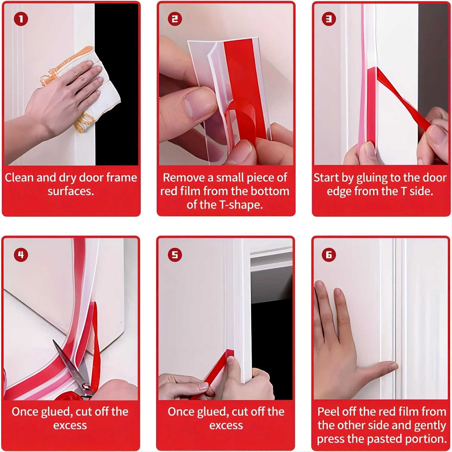 windproof sealing strip silicone T shaped for door glass gaps transparent durable easy stick