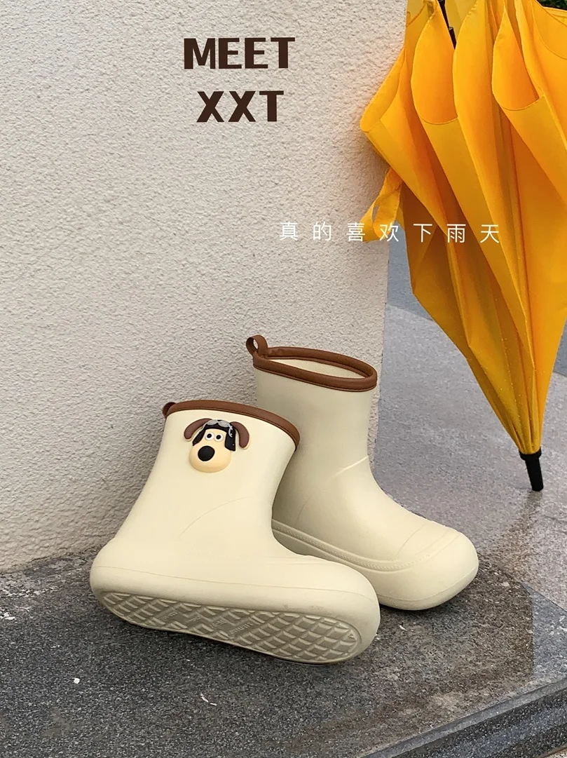 Baby Boy Girl Cute Dog Parent-child Rain Boots Ins Outdoor 2023 Summer Women Water Shoes Casual Anti Slip Waterproof Rain Boots