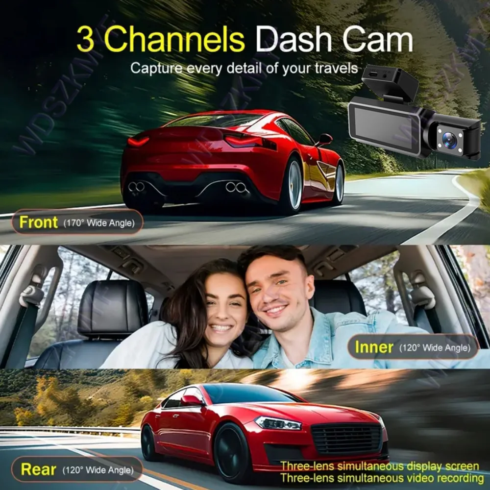 WIFI APP Dash Cam for Car 1080P Video Recorder  2/3Channel Dashcam Car DVR Front Rear View Camera Parking monitor car accessory