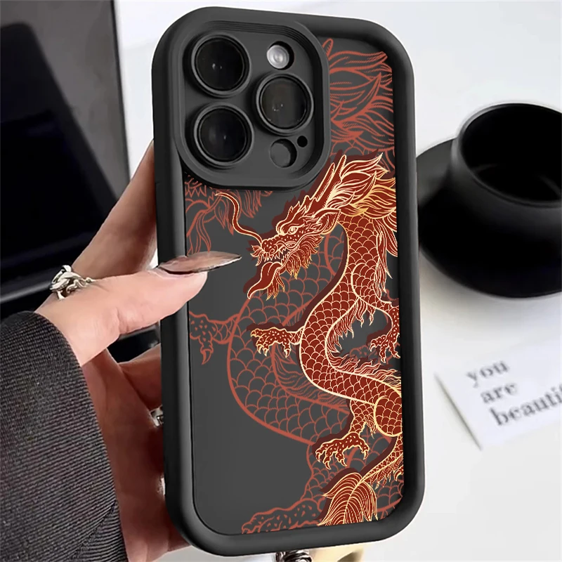 Premium Dragon Design Silicone Phone Case - Luxury Fashion Soft Cover