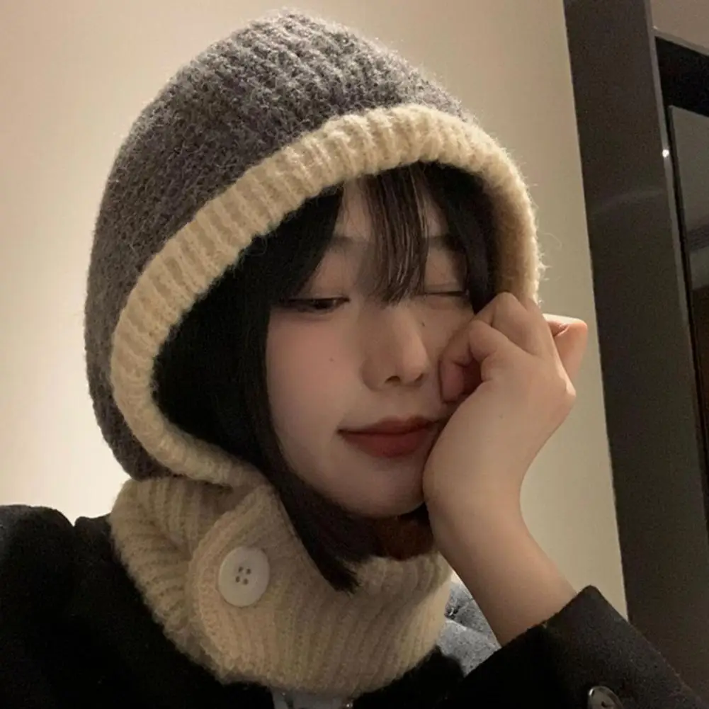 

Knit Thermal Hat Ultra-thick Windproof Knit Cap Scarf Set for Women Super Soft Warm Beanie Headwear Wear Resistant Winter