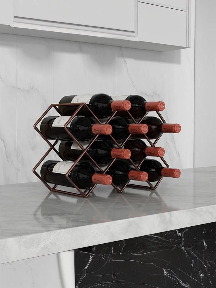 Luxury Designer Red Wine Rack Ornaments Simple Fashion Creative Red Wine Grid Rack Household Oblique Storage MS80