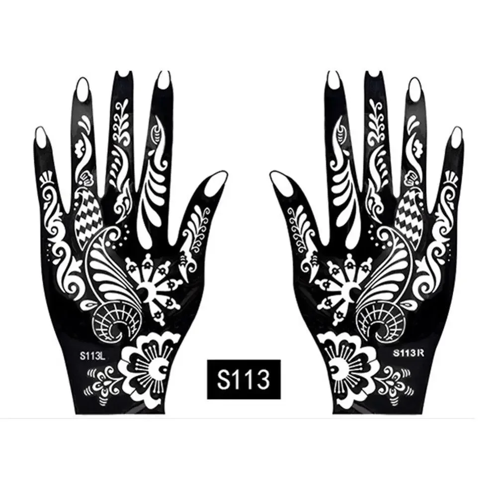 thumbnail image 1 of New Fashion Henna Tattoo Stencil Temporary Hand Tattoos DIY Body Art Paint Sticker Template Indian Wedding Painting Kit Tools, 1 of 4
