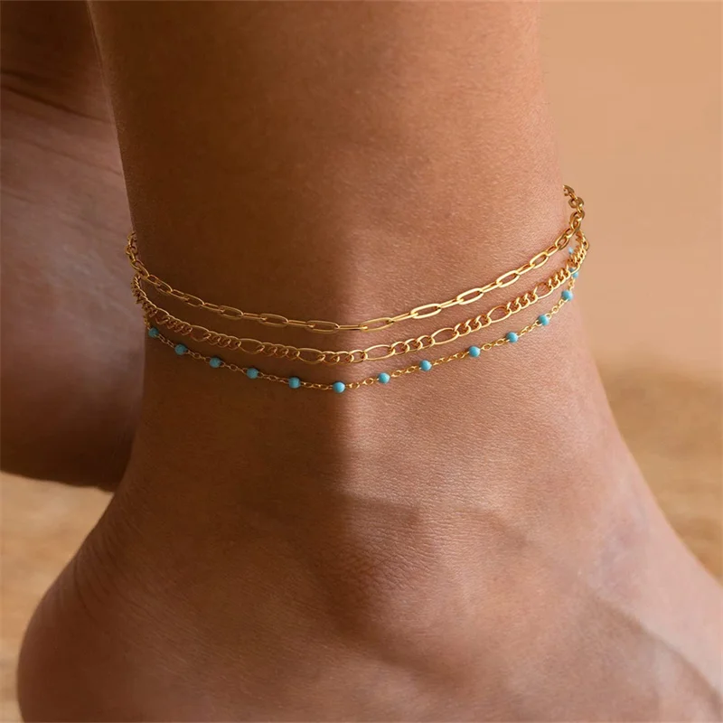 Cavigliera Boho Turchese E Bianca Fatta A Mano – Perle Blu E Bianche, Ideale Per Estate E Spiaggia, Gioiello Regalo Per Donne E Ragazze