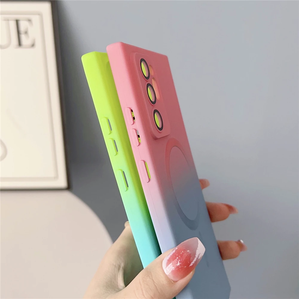 Magnetic Matte Phone Case For Samsung Galaxy S23 S22 S21 Note 20_voghion.com