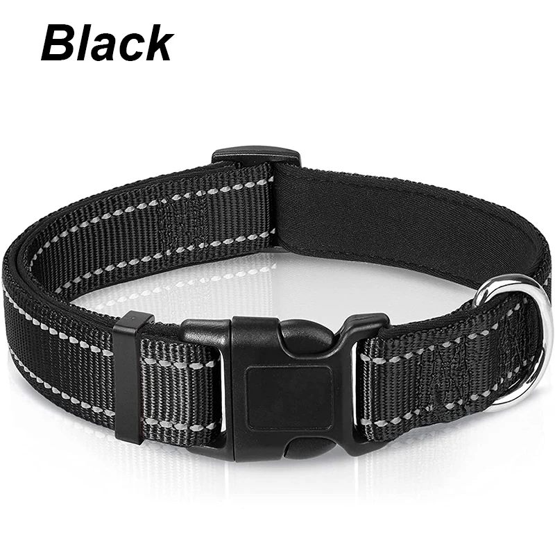 Reflecterende halsband voor middelgrote honden Zacht neopreen gevoerd nylon Stevig verstelbaar huisdierenhalsband voor middelgrote honden