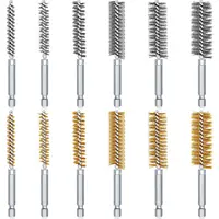 Steel Bore Wire Brush Twisted Wire Stainless Steel Cleaning Brush With Handle 1/4 Inch Hex Shank for Power Drill Impact Driver 1