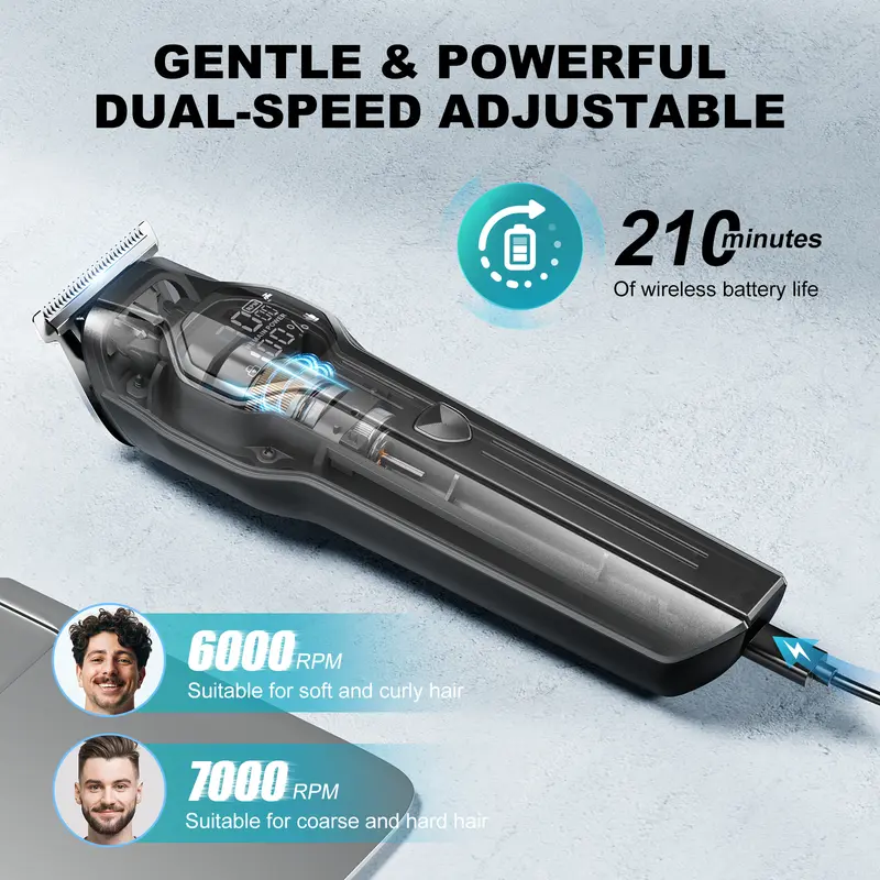 Kensen S30 4 in 1 Cordless Hair Clipper LED Display Men Beard/Nose Trimmer Rechargeable Barber Grooming Kit Hair Cutting Machine - Image 4