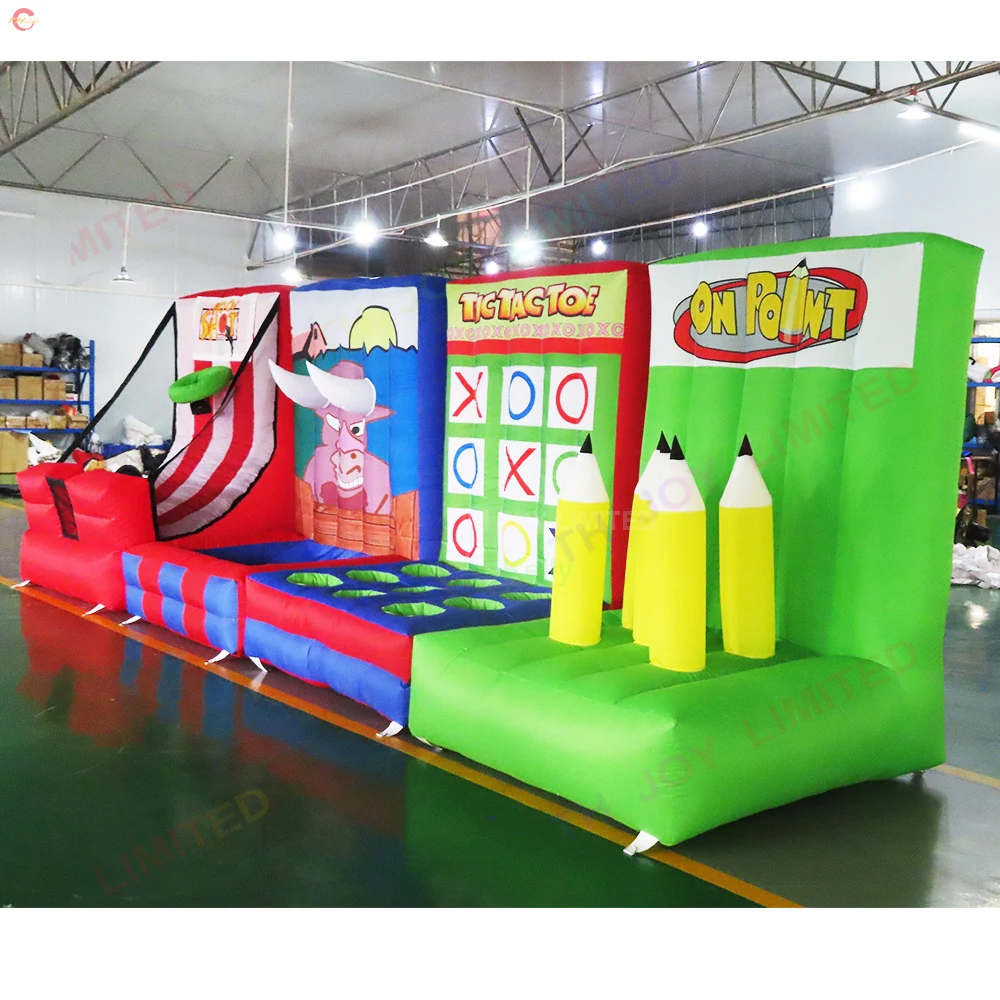 4 in 1 Inflatable Carnival Game Toys Basketball Ring Toss Tic Tac Connect Sport Structure for Christmas Rental Inflatable Toys 6