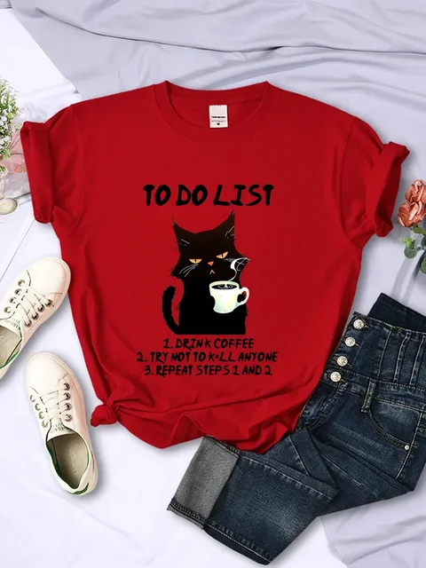 Black Cat To Do List Graphic T-shirt: Feline Flair Meets Casual Style