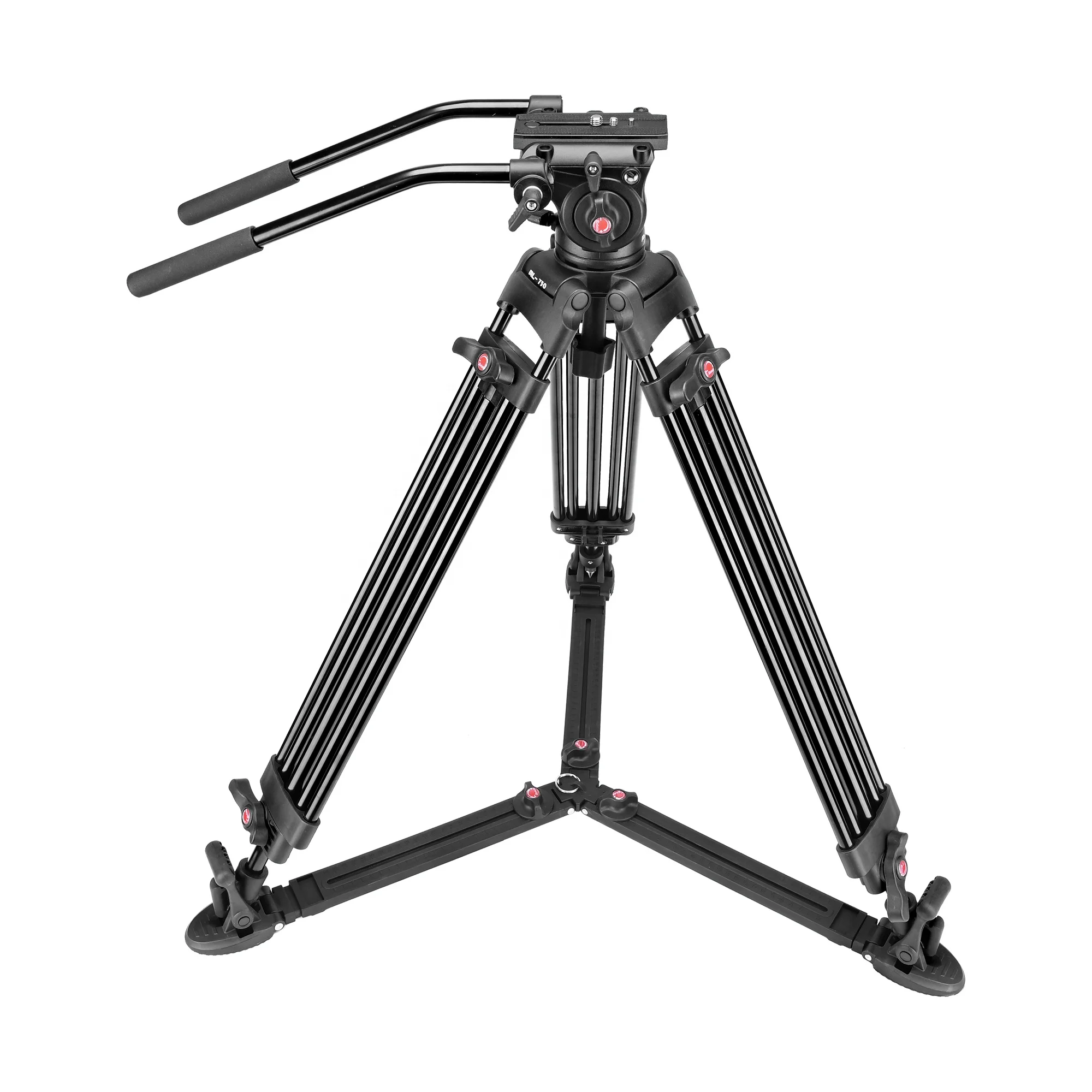 

68.7 inch Heavy Duty Aluminum Video Camera Tripod with 2 Pan Bar Handles Fluid Head Ground Spreader for DSLR Camcorder Cameras