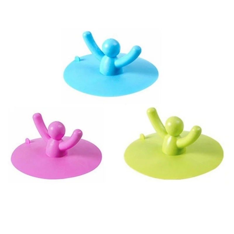 Waterproof Silicone Sink Plug Human Sink Drain Stopper Hair Stopper Bathtub Drainage Flat Suction Cover