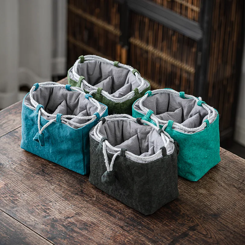 Tea Set Storage Bag Travel Set Thickened Cotton and Linen Teapot Fabric Bag Master Tea Cup Anti Drop Cloth Bag Tea Accessories 2
