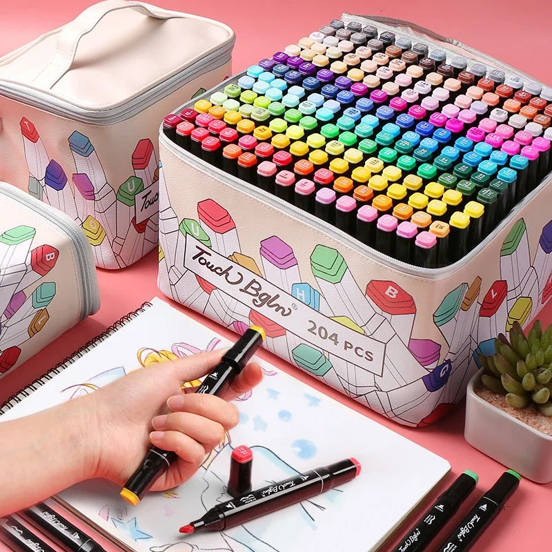 Manga 40/60/80 Colored Marker Set Maeker colors Double Head bag watercolor pen school animation hand-painted Full set of brushes double wheelie bin shed 140x75x121 cm painted solid pinewood