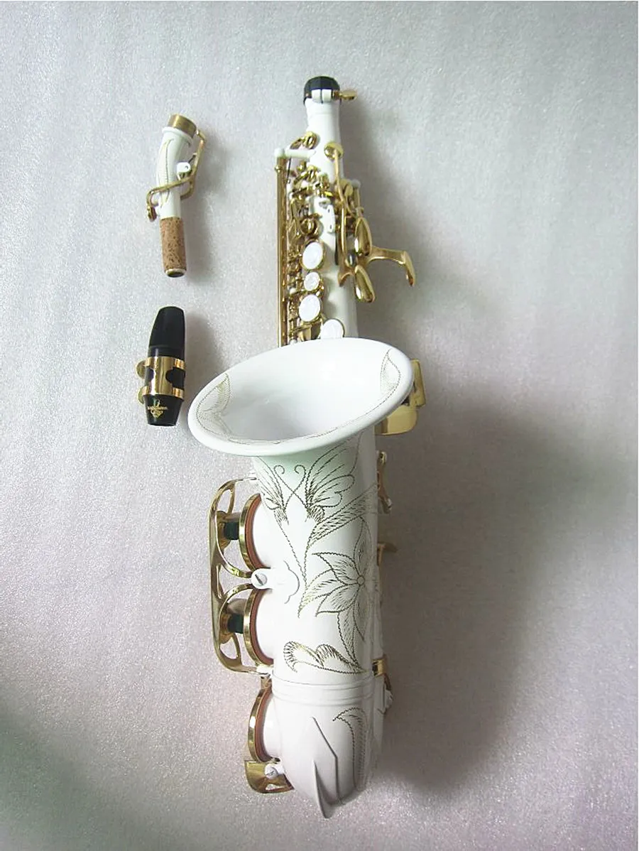 Curved Soprano Saxophone S-991 White Sax Musical instrument Mouthpiece professional performance