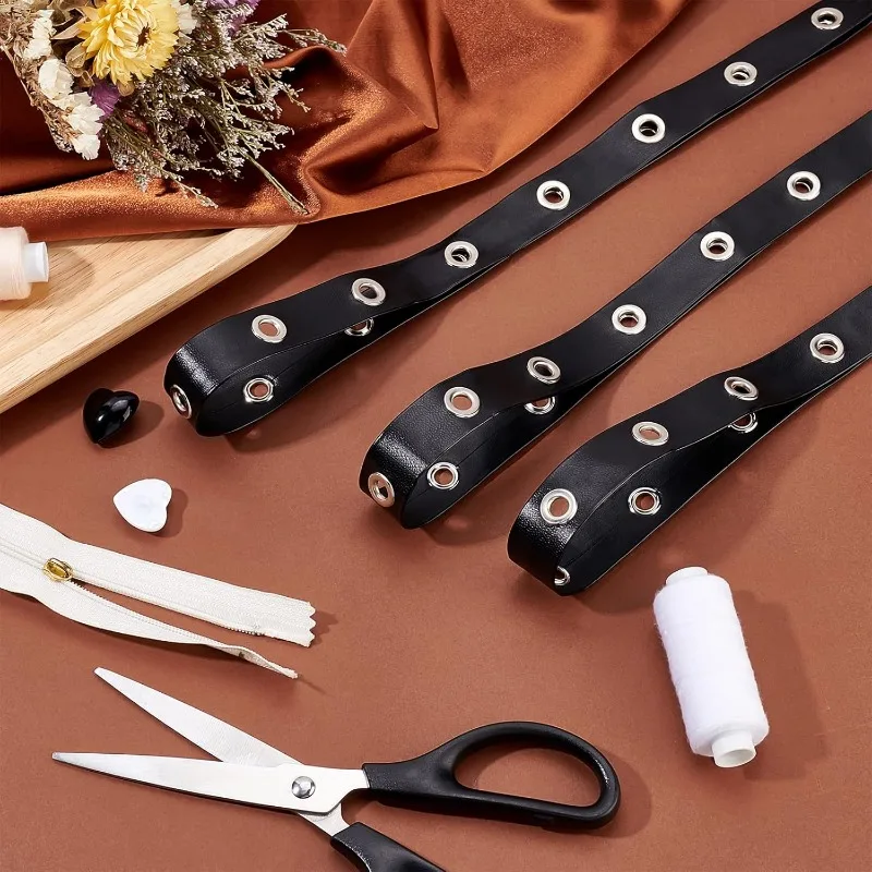9 Yards Eyelet Tape Black Grommet Trim 0.8&rdquo; Wide Imitation Leather Grommet Tape Brass Eyelet Twill Trim for Sewing eyelet tape
