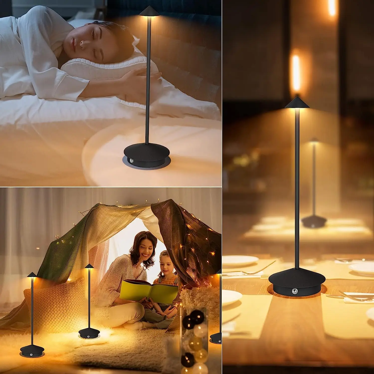 Rechargeable Table Lamp Dining Touch Led Hotel Bar Pina Pro Table Lamp Lampada  Da Tavolo Decorative Desk Lamp 1pcs（grey）