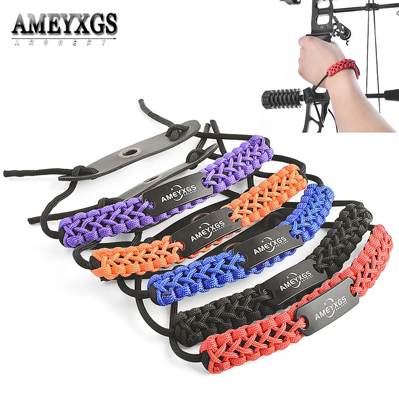 1pc Compound Bow Wrist Strap Adjustable Braided Wrist Sling Archery Bow Protector Cord for Outdoor Hunting Shooting AMEYXGS 2pcs webbing carabiners sling snap hook clips heavy duty multi functional for outdoor camping hiking shooting aluminium alloy