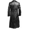 MEN'S GERMAN CLASSIC WW2 MILITARY UNIFORM OFFICER BLACK  LEATHER TRENCH COAT 4